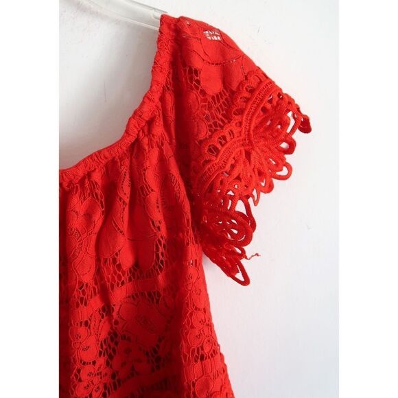 Free People Red Lace Layered Top - Size Medium - Picture 7 of 7